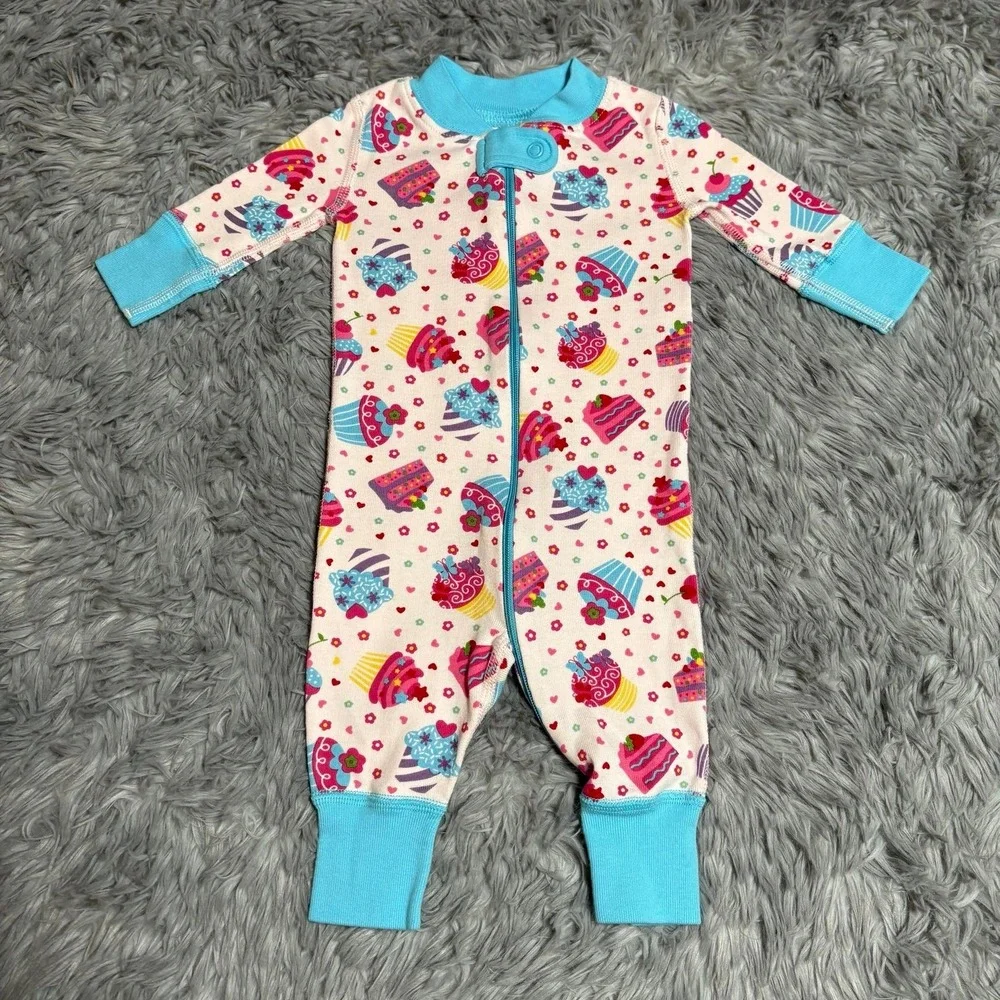 Hanna Andersson Footless Sleeper‎ Bundle Dots Stripes Cake Baby Girl 0-3 Months